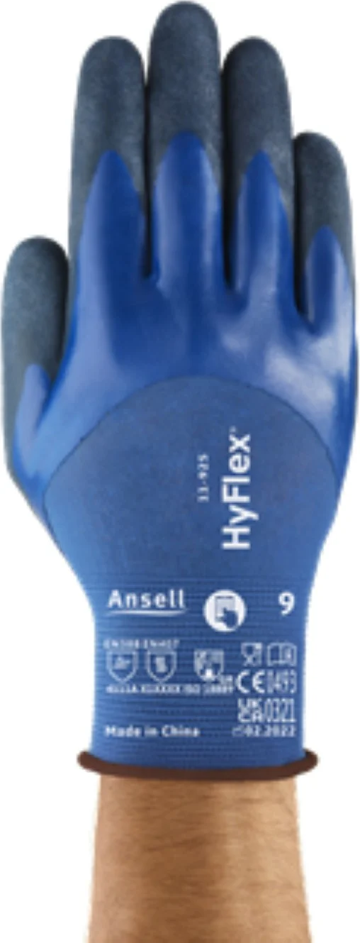 Dupont Ansell Hyflex 11-925 3/4 Foam Nitrile Coated Mechanical and Assembly Work Gloves