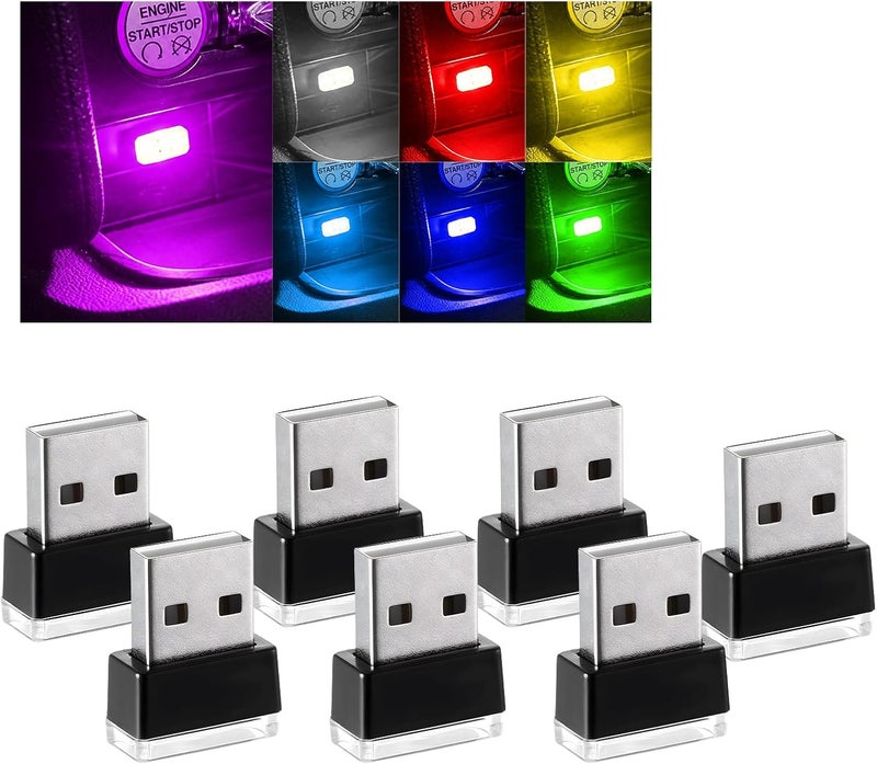 Augeny 4 PCS USB LED Car Interior Atmosphere Lamp, Plug-in USB Decor Night Light, Portable Auto Ambient Lighting Kit, Universal Vehicle Interior Accessories for Most Cars (Multi-Color) - Image 1