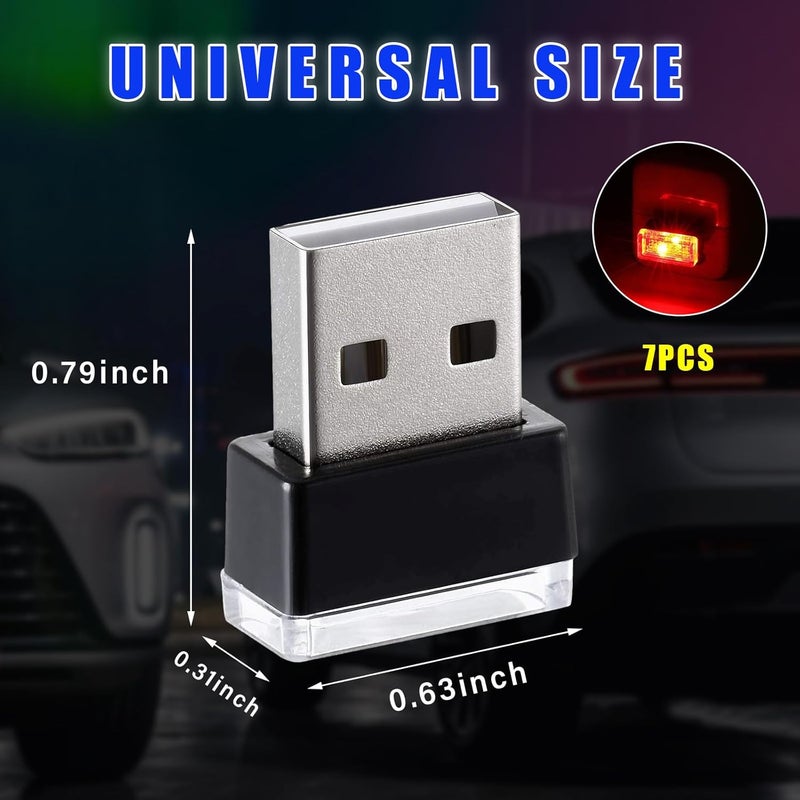 Augeny 4 PCS USB LED Car Interior Atmosphere Lamp, Plug-in USB Decor Night Light, Portable Auto Ambient Lighting Kit, Universal Vehicle Interior Accessories for Most Cars (Multi-Color) - Image 2