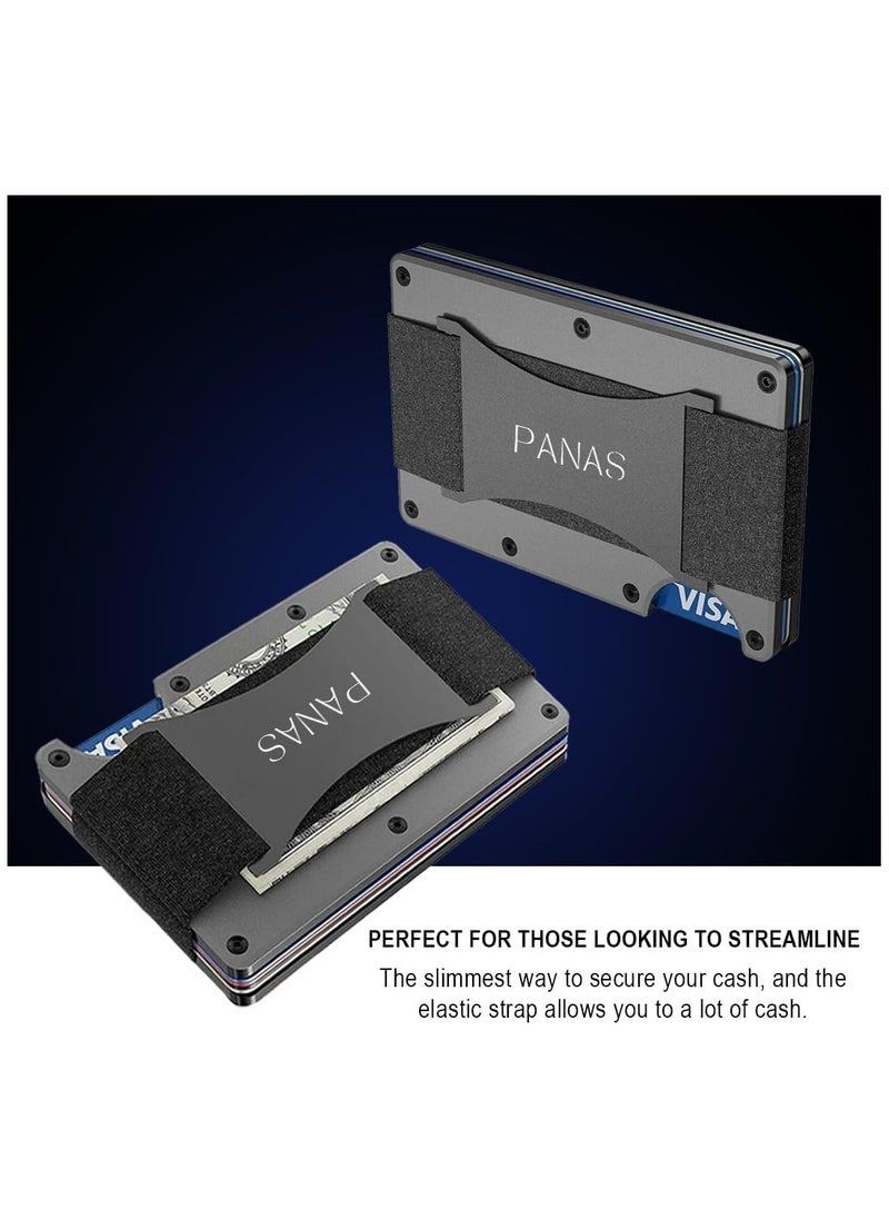 Dubkart - PANAS RFID Blocking Wallet Card Holder - Slim, multi-functional wallet for men. Includes credit card clutch bag and front pocket holder. Grey color, dimensions 8.6x5.4x1.2cm. - Image 1