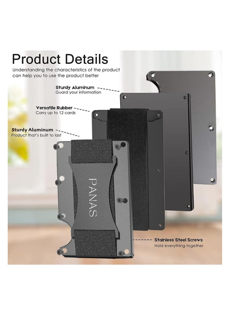 Dubkart - PANAS RFID Blocking Wallet Card Holder - Slim, multi-functional wallet for men. Includes credit card clutch bag and front pocket holder. Grey color, dimensions 8.6x5.4x1.2cm. - Image 1