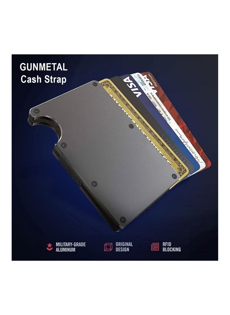 Dubkart - PANAS RFID Blocking Wallet Card Holder - Slim, multi-functional wallet for men. Includes credit card clutch bag and front pocket holder. Grey color, dimensions 8.6x5.4x1.2cm. - Image 1
