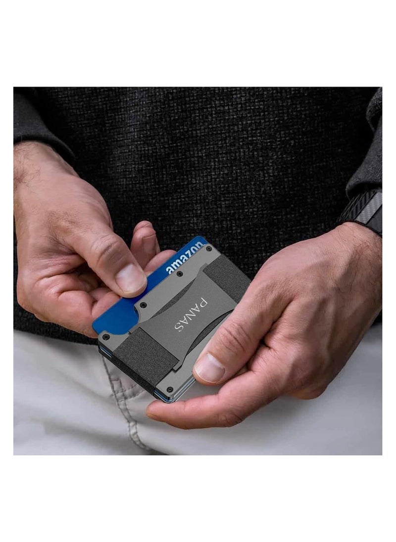 Dubkart - PANAS RFID Blocking Wallet Card Holder - Slim, multi-functional wallet for men. Includes credit card clutch bag and front pocket holder. Grey color, dimensions 8.6x5.4x1.2cm. - Image 1