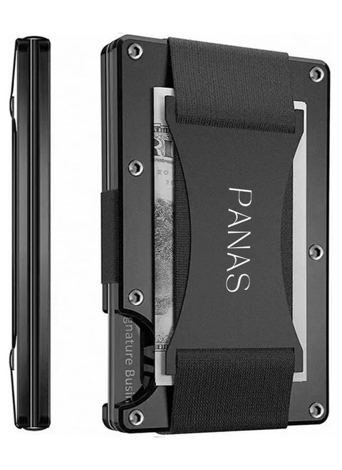 PANAS RFID Blocking Wallet Card Holder - Slim, multi-functional wallet for men. Includes credit card clutch bag and front pocket holder. Grey color, dimensions 8.6x5.4x1.2cm.