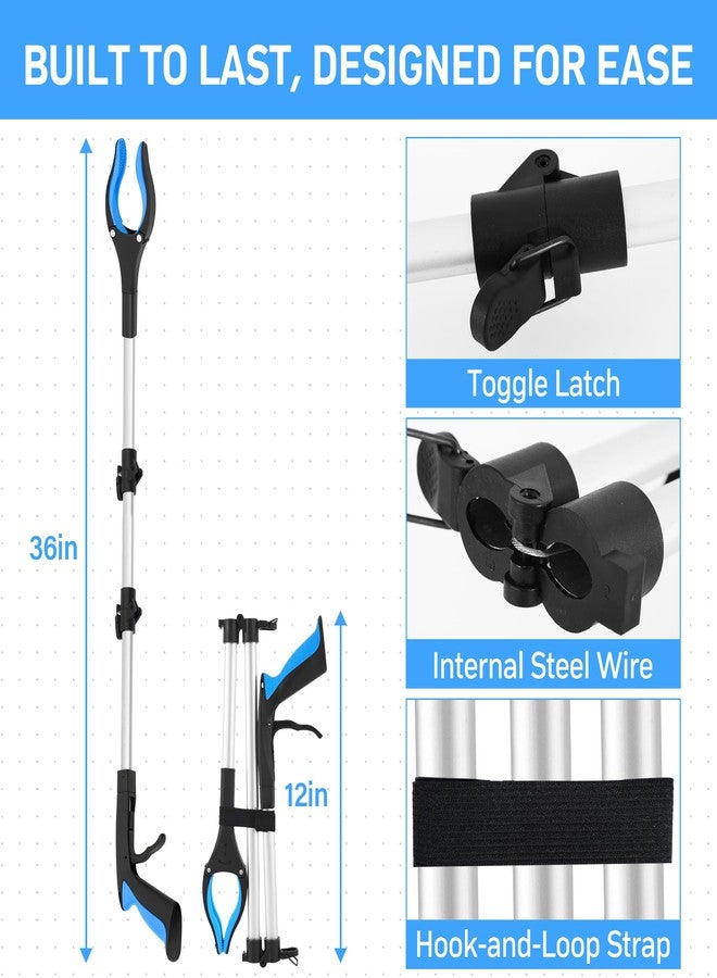 GrabRunner Grabber Reacher Tool for Seniors, Foldable Reacher Grabbers Pickup Stick with Anti-Slip 360° Rotating Jaw，with Magnet for Disabled, After Surgery Recovery (Blue, 36Inch 1 Pack) - Image 4