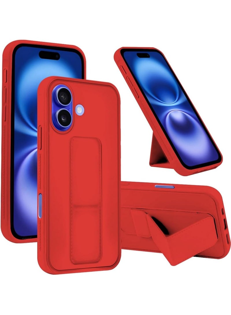 iPhone 16 Case Cover Finger Grip holder Phone Car Magnetic Multi-function Shockproof Protective Case Two-in-one Phone holder Case (Red, iPhone 16) - Image 1
