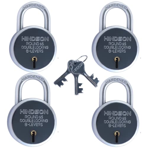 HINDSON Lock and Key Set – Door Lock for Home, Shop Same Key for Multiple Locks, 4 Same Key Lock Set, Common Key Lock Set of 4, Silver Finish - Image 1