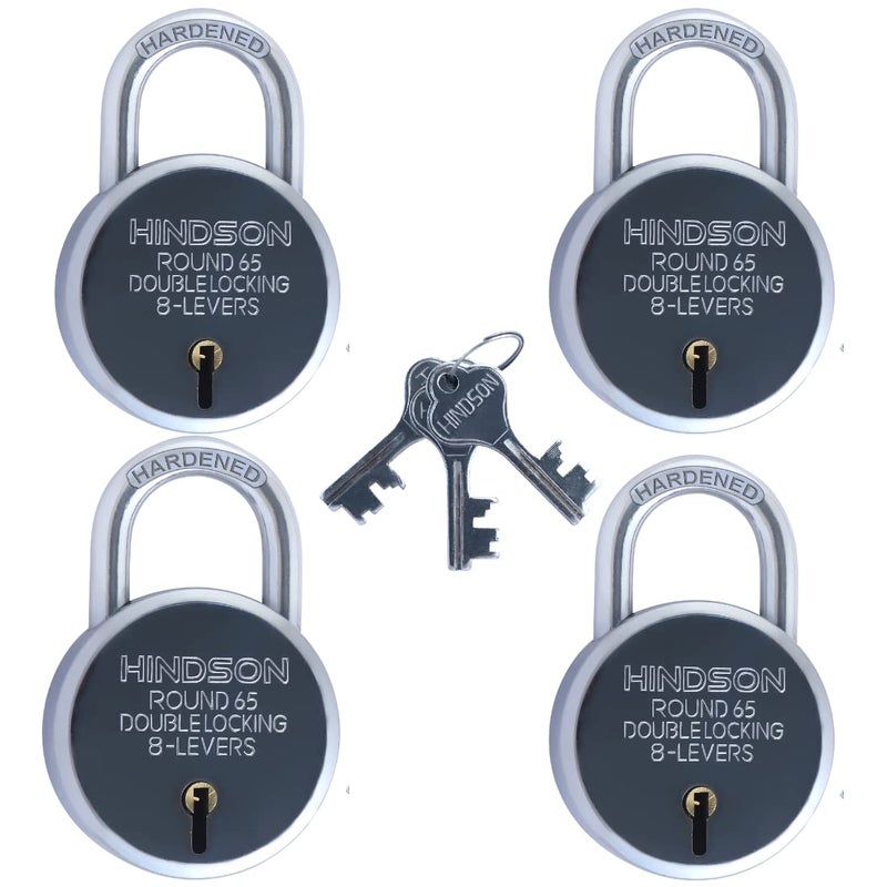 HINDSON Lock and Key Set – Door Lock for Home, Shop Same Key for Multiple Locks, 4 Same Key Lock Set, Common Key Lock Set of 4, Silver Finish - Image 2