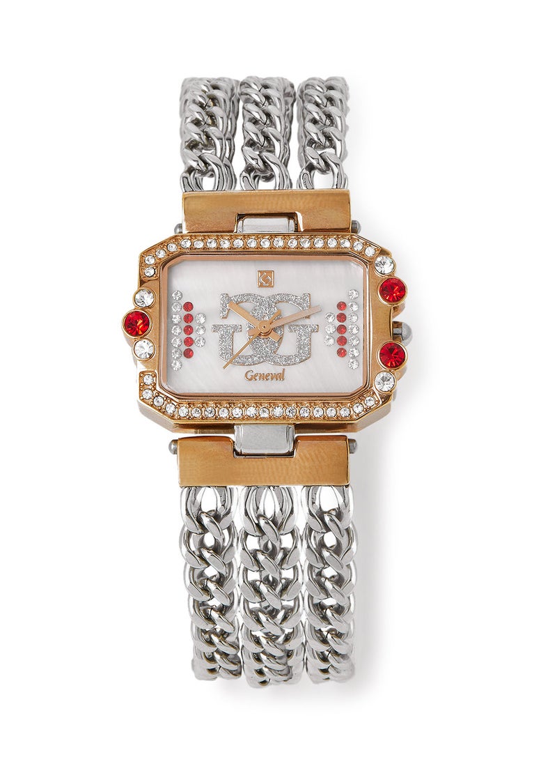 Geneval of Switzerland Metal Analog Wrist Watch GBS904CPR - 33mm - Silver And Rose Gold  - Image 1