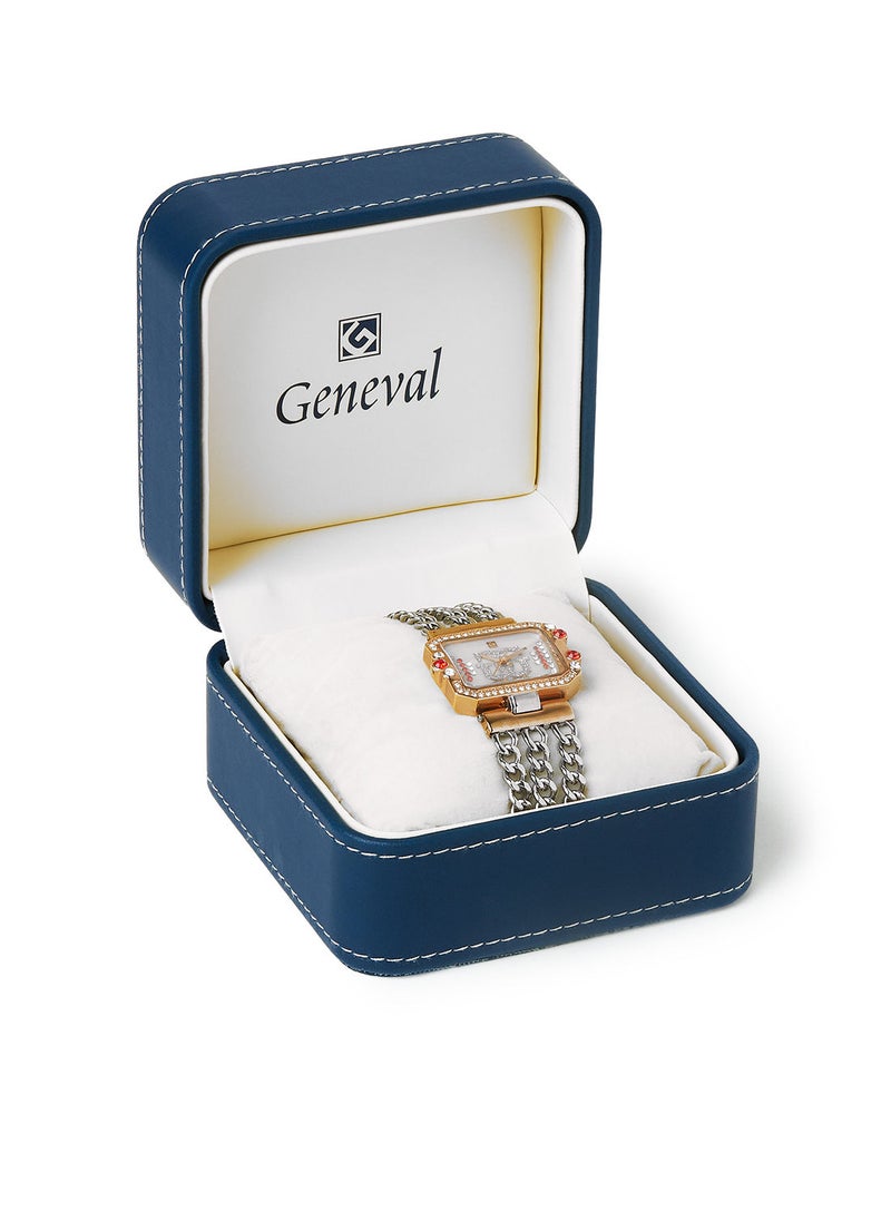 Geneval of Switzerland Metal Analog Wrist Watch GBS904CPR - 33mm - Silver And Rose Gold  - Image 5