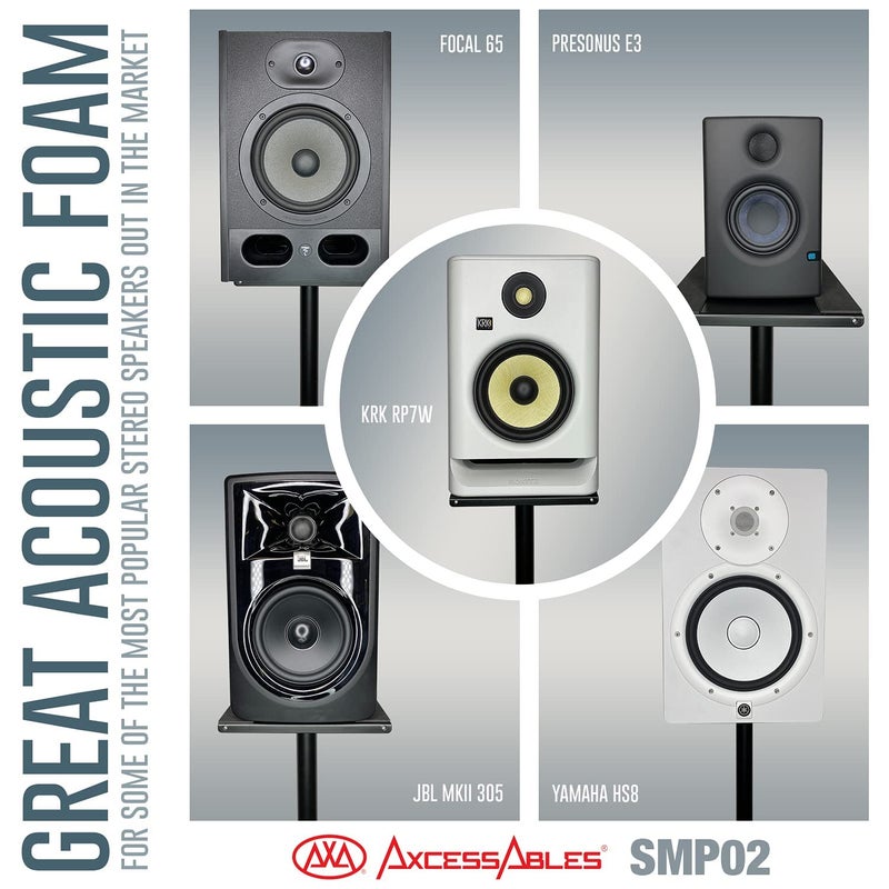 AXA AXCESSABLES AxcessAbles Studio Speaker Isolation Pads for 6.5, 7, 8 Inch Monitors | Acoustic Foam Riser Pads | High-Density Isolation Foam for Studio, DJ, Mixing, Recording - Image 3