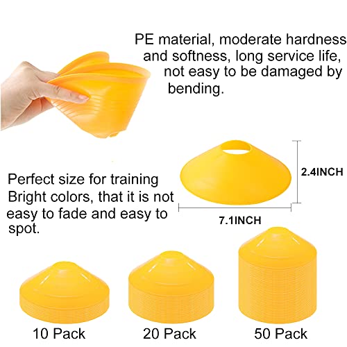 Voodans 10/20/50 Pcs Agility Soccer Cones Portable Football Training Disc Cones Sports Cones for Drills, Field, Workout (20 pcs) - Image 3
