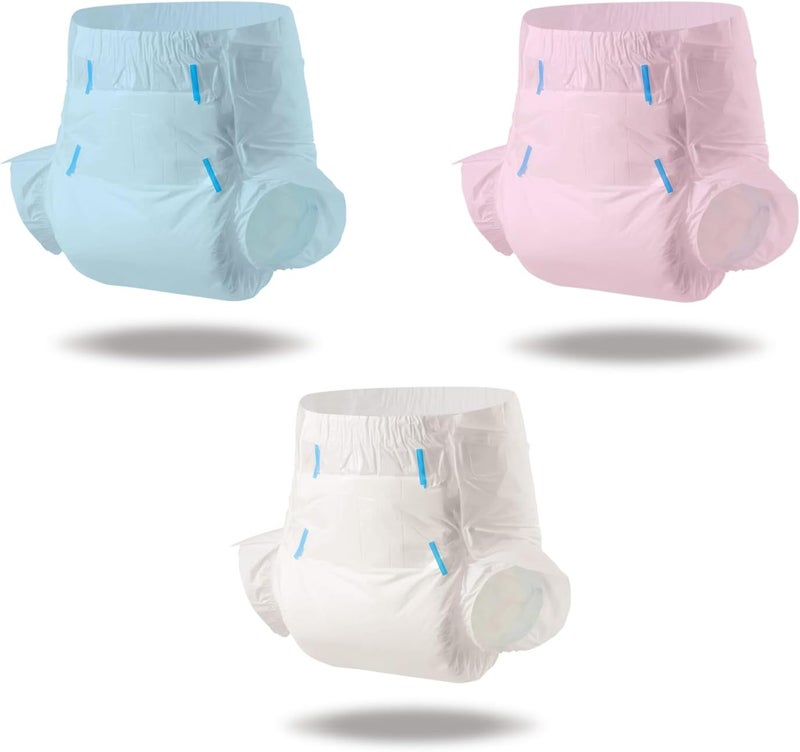 CutiePlusU Adult Diapers Heavy Absorption Dry Surface Disposable Adult Diaper All NightBluePinkWhite 3 Pieces - Image 1