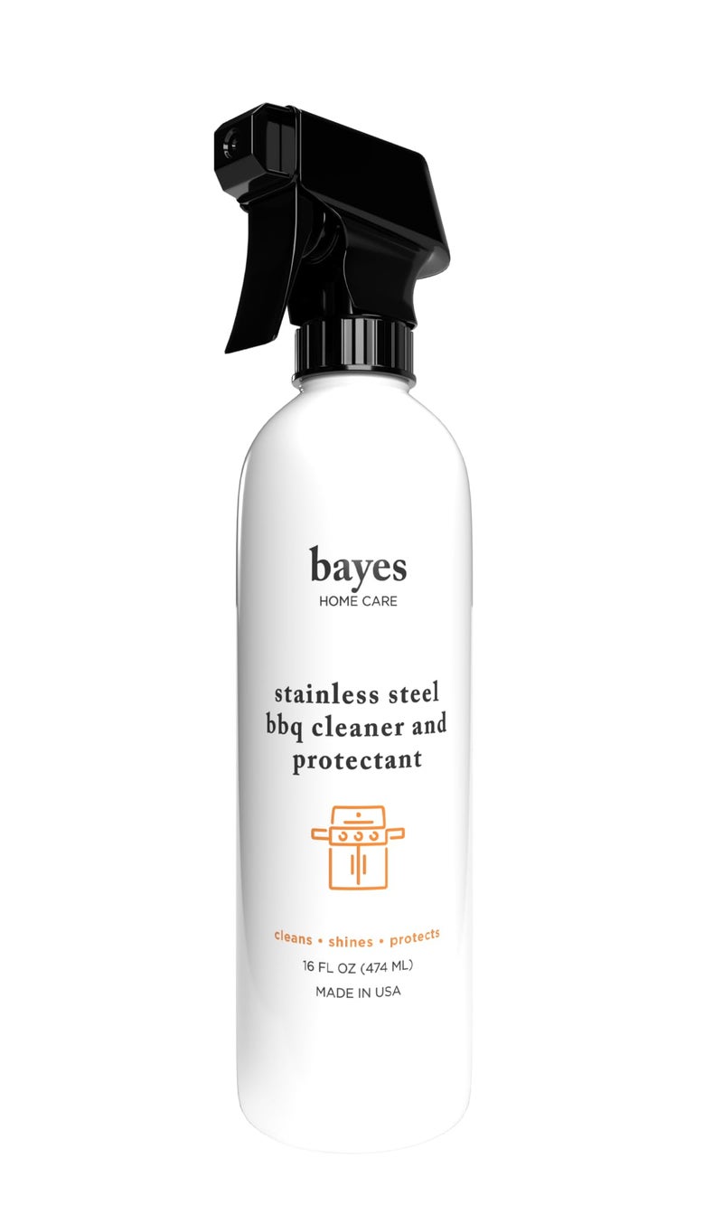 Bayes High-Performance Stainless Steel BBQ Exterior Cleaner and Protectant - Cleans, Shines and Protects Stainless Steel Barbecue Surfaces, Shields from Outdoor Elements - 16 oz, 6 Pack - Image 1