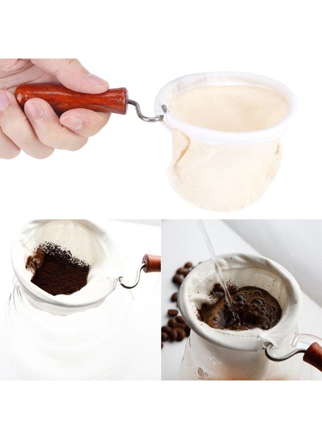 Zerodis Coffee Cloth Filter Reusable Washable Flannel Cloth Handmade Coffee Filter Strainer with Wooden Handle L dh9g2w6mie-02 - Image 3