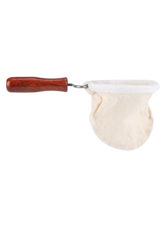 Zerodis Coffee Cloth Filter Reusable Washable Flannel Cloth Handmade Coffee Filter Strainer with Wooden Handle L dh9g2w6mie-02 - Image 1