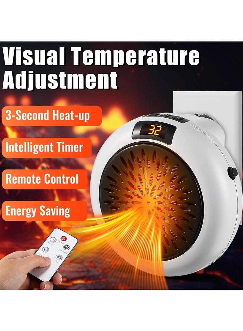 2-piece small space heater, 500W portable electric heater, with adjustable thermostat, timer, overheat protection and LED display - a quiet heater for bedrooms, offices, desks and indoor use - Image 5