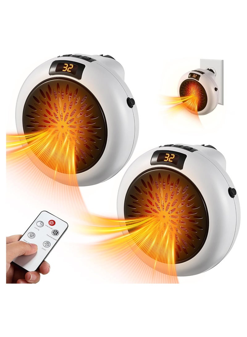 2-piece small space heater, 500W portable electric heater, with adjustable thermostat, timer, overheat protection and LED display - a quiet heater for bedrooms, offices, desks and indoor use - Image 1