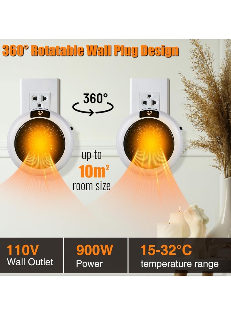 2-piece small space heater, 500W portable electric heater, with adjustable thermostat, timer, overheat protection and LED display - a quiet heater for bedrooms, offices, desks and indoor use - Image 2