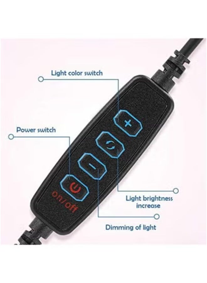 TIGER Multipurpose LED Tripod Desk Lamp with Adjustable Phone Holder || Selfie Ring Light for Video Recording, Makeup, Live Streaming, Zoom, YouTube & Social Media Content – USB-Powered Fill Light with Brightness Modes – 18x18x8cm – Black/White/Silver - Image 4