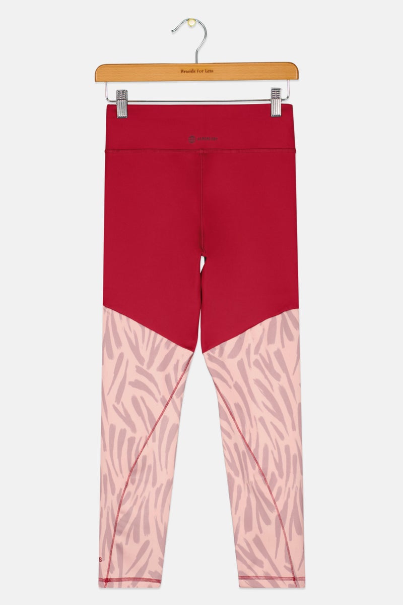 Adidas Kids Girl Sportswear Fit Pull On Training Leggings, Maroon Combo  - Image 2