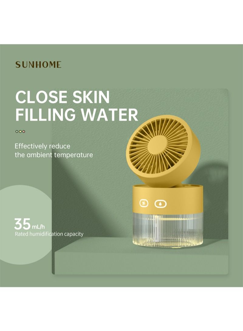 Sunhome مروحة محمولة 2 في 1 من سان هوم مزودة بجهاز ترطيب باللون الأصفر - Image 2