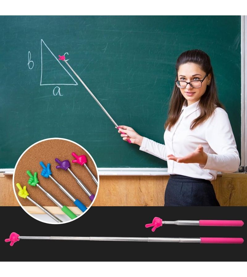 5pcs Retractable Teacher Pointers Ergonomic Grip Design Durable Classroom Supplies Battery Free - Image 2