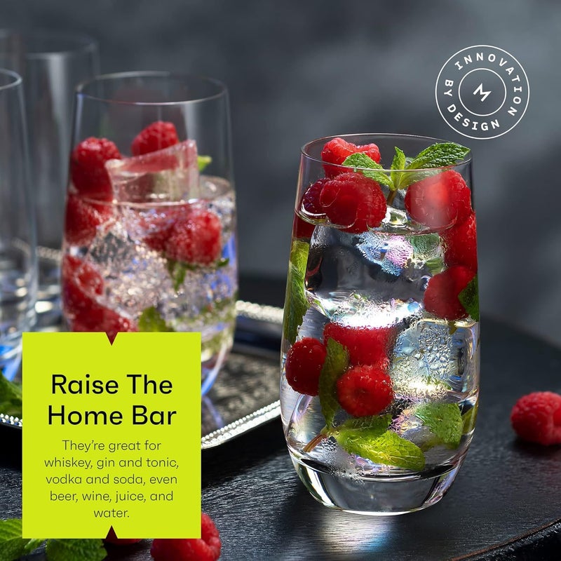 MITBAK 13 - OZ Drinking Glasses (Set of 6) | Highball Glasses Tumblers for Mixed Drinks, Water, Juice, beer, cocktail | Kitchen Glassware Set, Excellent Gift | Glass cups Made In Slovakia - Image 2