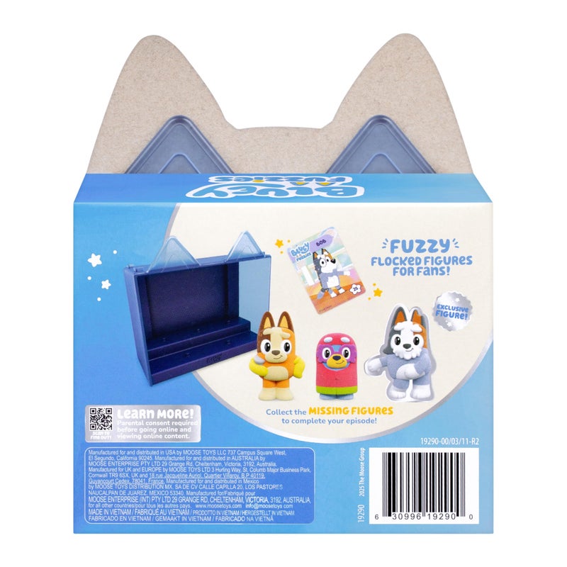 BLUEY Fuzzies Episode Pack: Grannies – 3 Specially Flocked Mini-Figures, 1 Exclusive, Display Case, Trading Card & Collector’s Guide, 80 to Collect in Series 1 - Image 5