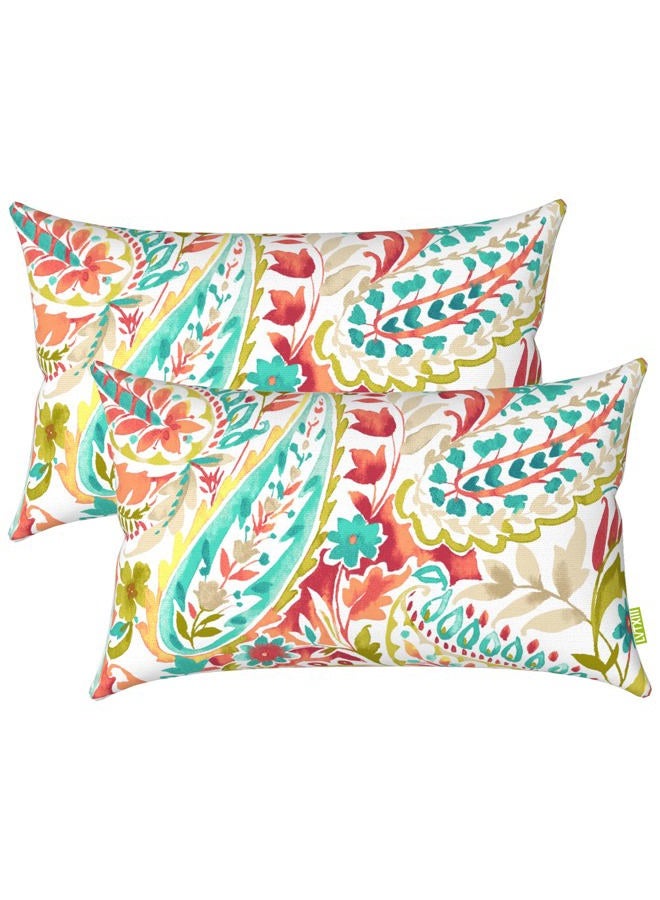 LVTXIII Outdoor Decorative Lumbar Pillow Covers 12 x 20 Inch, Modern Pattern Pillow Case Pack of 2 for Home Patio Garden Sofa Bed Furniture, Pretty Paisley - Image 1