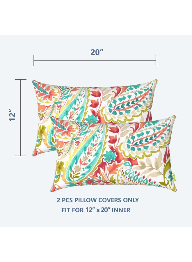 LVTXIII Outdoor Decorative Lumbar Pillow Covers 12 x 20 Inch, Modern Pattern Pillow Case Pack of 2 for Home Patio Garden Sofa Bed Furniture, Pretty Paisley - Image 2