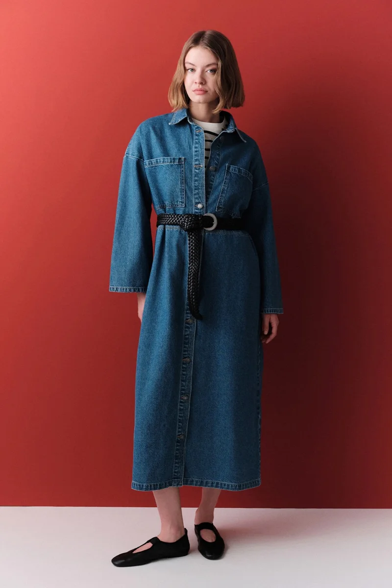 Manuka Denim Button-Down Dress