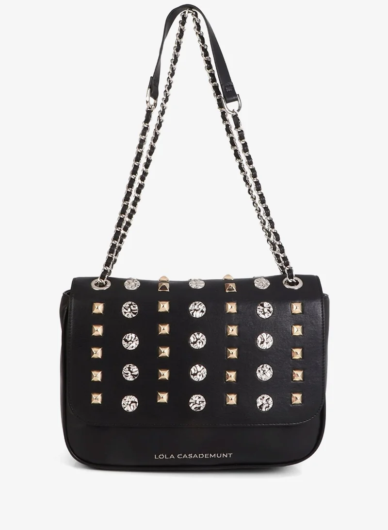 لولا كساديمونت Flap Crossbody Bag with Gold and Silver Studs