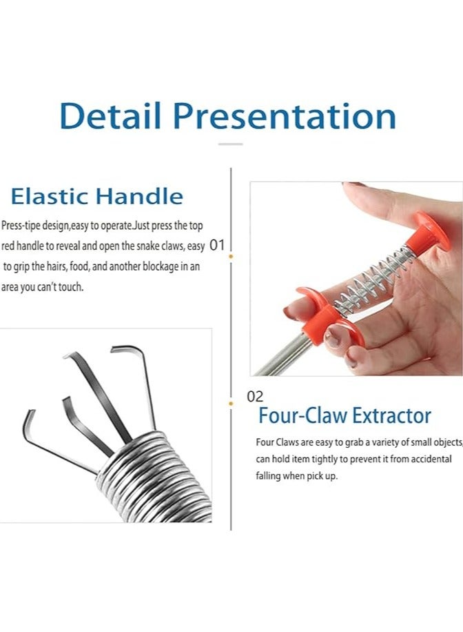 AnrSee Sink Snake Flexible Grabber Pickup Tool Retractable 4 Claw Retriever Stick Drain Clog Remover Tool For Kitchen Sink Bathroom Tub Toilet Clogged Drains Dredge Pipe Sewers - Image 2