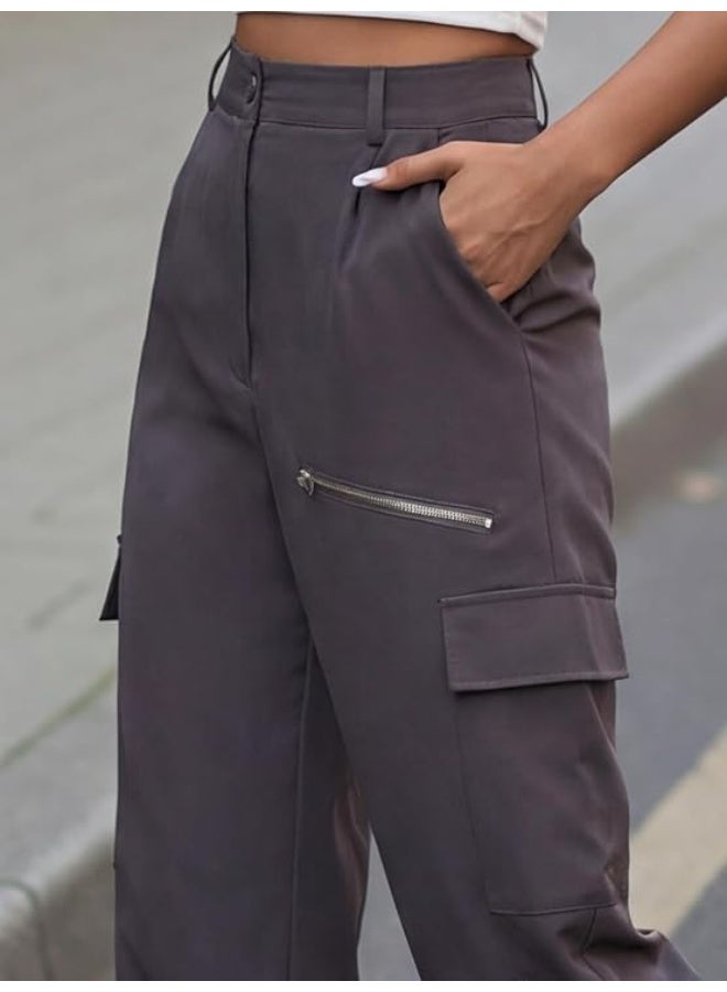 GRECIILOOKS Cargo Pants For Woman | Trousers For Womans |High Waist Trouser for Women – Flared Parachute Pants with Side Pockets |Womens Cargo Pant | Elegant for College & Events - Image 4