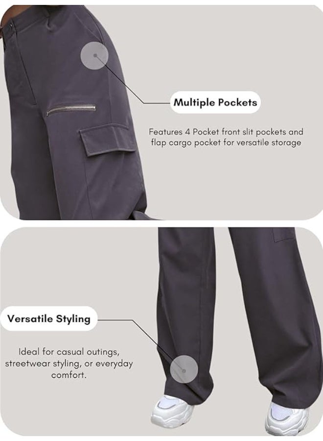 GRECIILOOKS Cargo Pants For Woman | Trousers For Womans |High Waist Trouser for Women – Flared Parachute Pants with Side Pockets |Womens Cargo Pant | Elegant for College & Events - Image 2