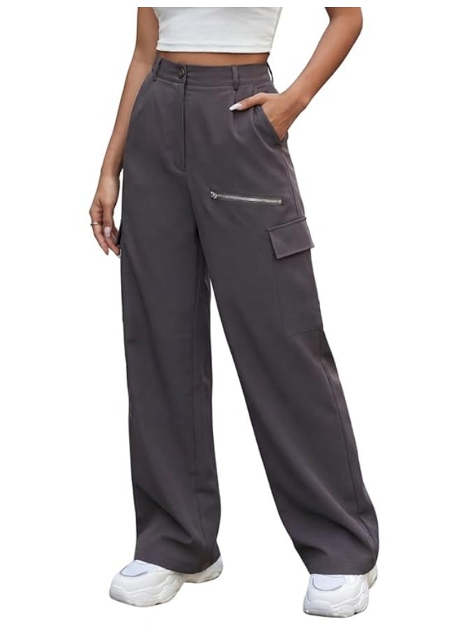 GRECIILOOKS Cargo Pants For Woman | Trousers For Womans |High Waist Trouser for Women – Flared Parachute Pants with Side Pockets |Womens Cargo Pant | Elegant for College & Events - Image 1