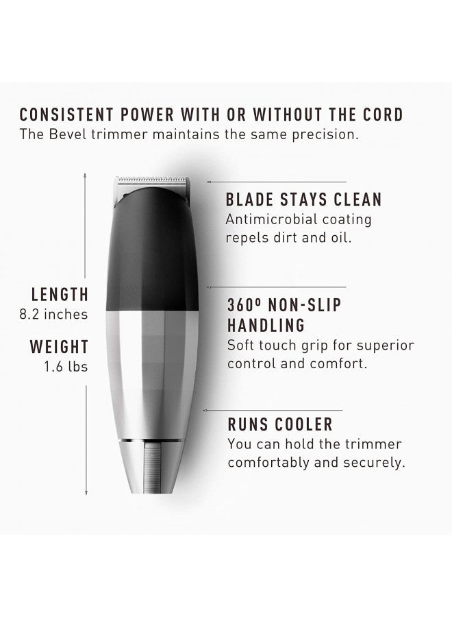 Bevel Bevel Beard Trimmer for Men - Cordless Trimmer, 6 Hour Rechargeable Battery Life, Tool Free Adjustable Zero Gapped Blade, Barber Supplies, Mustache Trimmer, Silver - Image 4