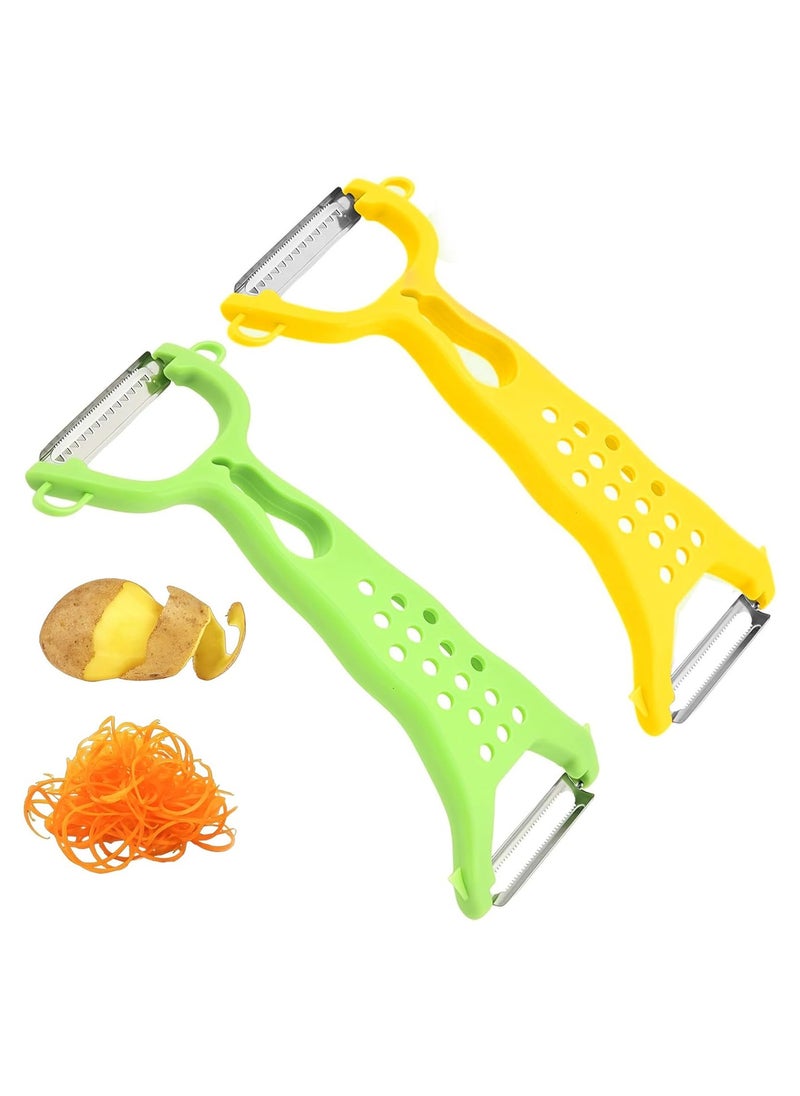 Beauenty Double Sided Vegetable Grater, Double Function Stainless Steel Peeler, 2 in 1 for Peeling and Grating, Fruit and Vegetable Peeler with Ergonomic Handle (2 PCS)  - Image 1