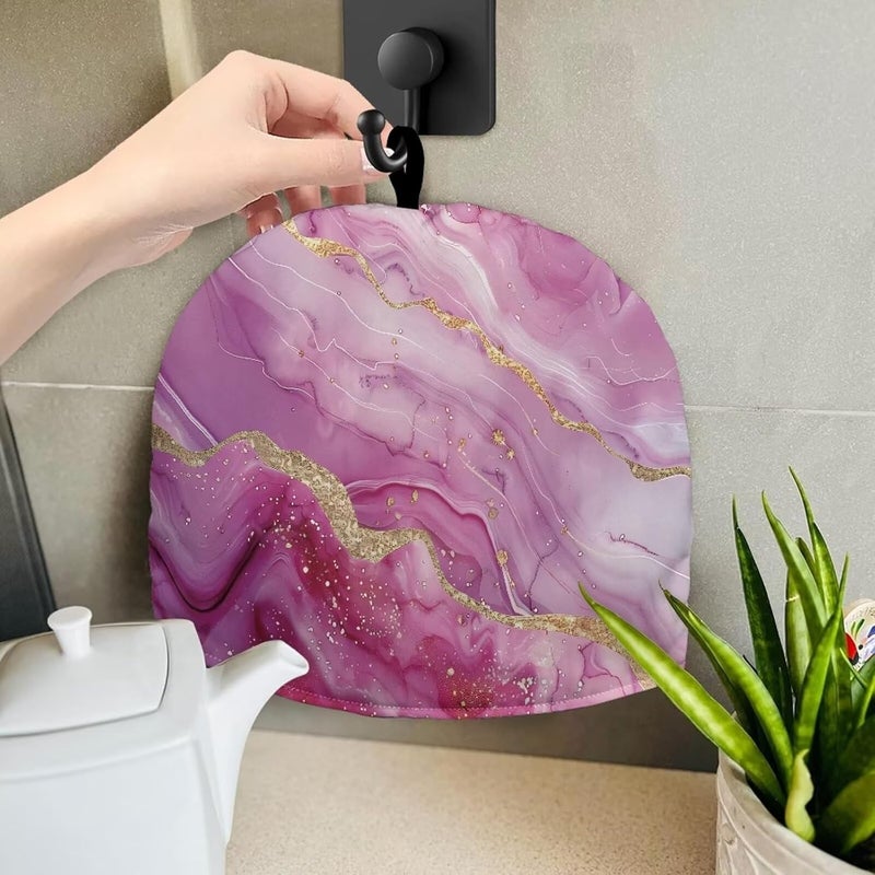 Pink Tea Pot Cover for Keeping Warm Marble Tea Pot Cozies Tea Pot Cover Tea Pots Cosy Insulated Tea Cozies Home Kitchen Decoration Teapot Dust Cover Warming Tea Kettle Quilt Cofe Dust Cover - Image 4