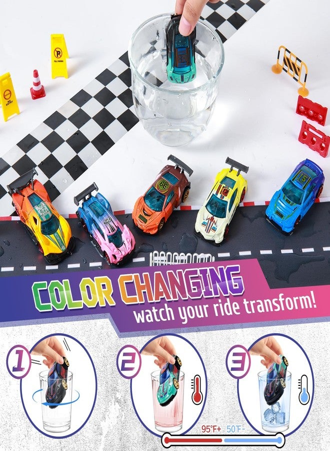 MACALOCA Color Changing Cars Toys Bath Toys for Ages 1-3 4-8 Valentines Day Gifts for Kids Grandkids Boys Birthday Gifts Race Cars Themed Party Favors Valentines Basket Stuffers Sensory Die-Cast Toys - Image 2