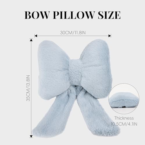 iHUFeather Bow Car Headrest Pillows Plush Car Neck Pillows for Travel Driving Office Chair Head Support Cushions, Also Cute Car Decor Accessories (2PCS Blue) - Image 3