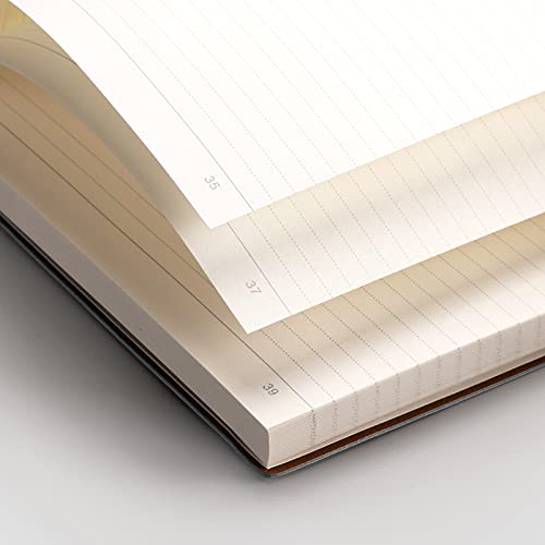 EMSHOI Notebook College Ruled - B5 Large Thick Notebook Leather Journal with Free Sticky Notes, 204 Numbered Pages,100gsm Thick Lined Paper, Softcover, 7.5"x10"-GrayBlue - Image 3