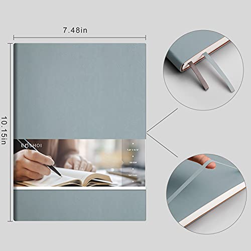 EMSHOI Notebook College Ruled - B5 Large Thick Notebook Leather Journal with Free Sticky Notes, 204 Numbered Pages,100gsm Thick Lined Paper, Softcover, 7.5"x10"-GrayBlue - Image 4