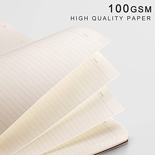 EMSHOI Notebook College Ruled - B5 Large Thick Notebook Leather Journal with Free Sticky Notes, 204 Numbered Pages,100gsm Thick Lined Paper, Softcover, 7.5"x10"-GrayBlue - Image 2