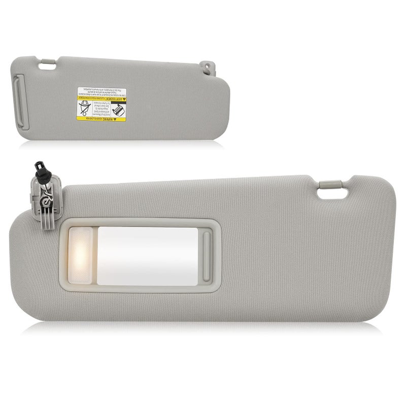 Left Driver Side Car Sun Visor with Vanity Light for Mazda CX-9 2010 2011 2012 2013 2014 2015 Gray Sunvisor Replacement TDY1-69-320