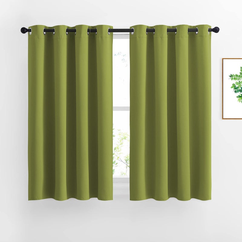 NICETOWN Green Blackout Curtains for Windows - Window Decoration Thermal Insulated Grommet Top Blackout Curtains/Panels/Drapes for Kid's Room (1 Pair, 52 x 45 inches in Fresh Green) - Image 1