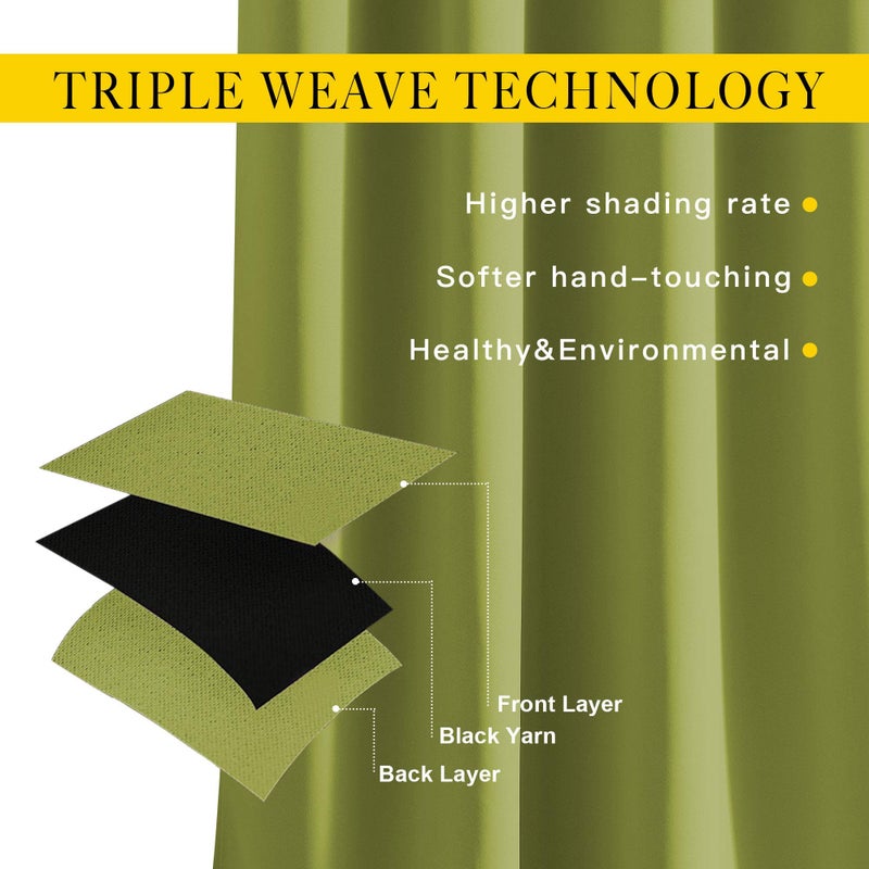 NICETOWN Green Blackout Curtains for Windows - Window Decoration Thermal Insulated Grommet Top Blackout Curtains/Panels/Drapes for Kid's Room (1 Pair, 52 x 45 inches in Fresh Green) - Image 4