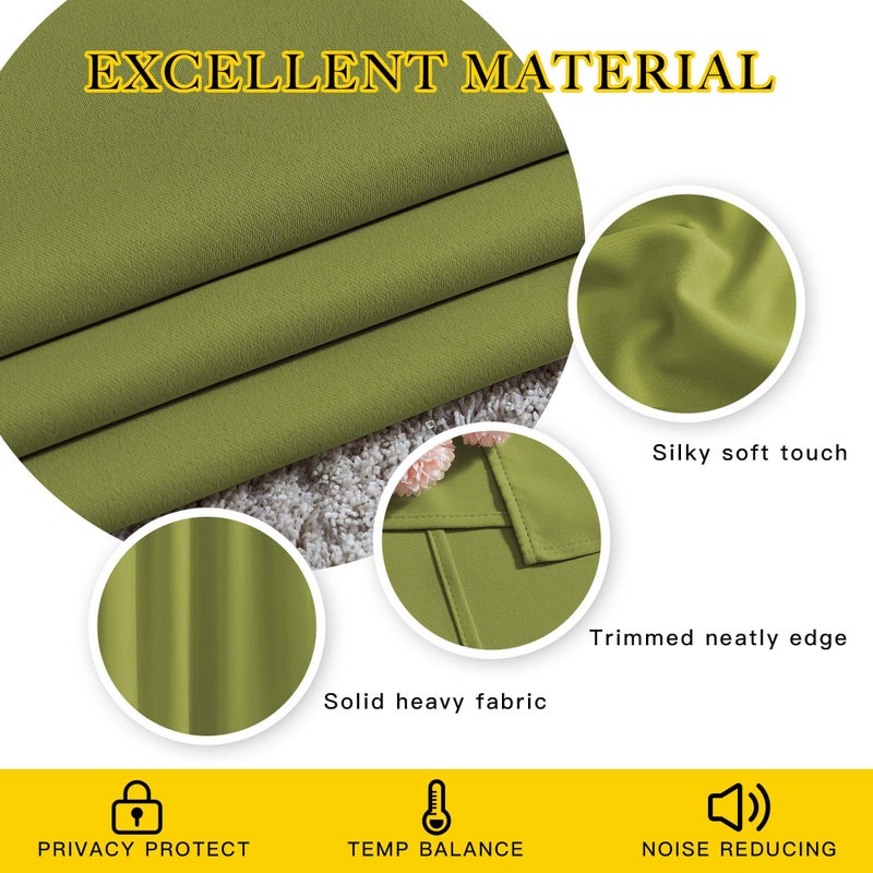 NICETOWN Green Blackout Curtains for Windows - Window Decoration Thermal Insulated Grommet Top Blackout Curtains/Panels/Drapes for Kid's Room (1 Pair, 52 x 45 inches in Fresh Green) - Image 5