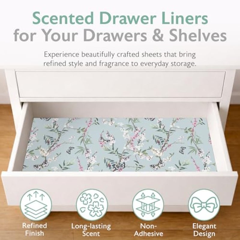 Scented Drawer Liners for Dresser Fragrant Paper Liner for Drawers Cabinet Shelf Linen Closet and Kitchen Scent Liners Non Adhesive - Image 5